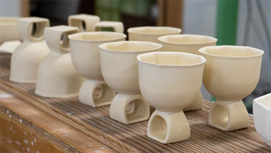 The 224porcelain’s sake serving set before it is fired