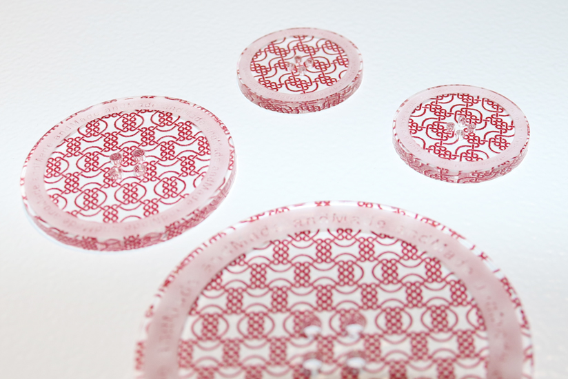 One-of-a-kind buttons printed using the UV-LED printer