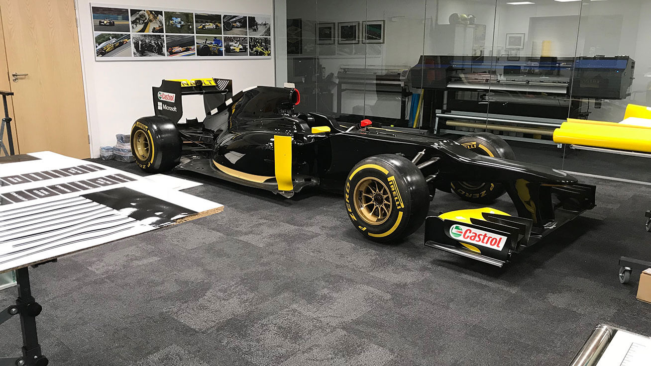 The racing machine in progress at Renault Sport Formula One™ Team's Technical Centre.