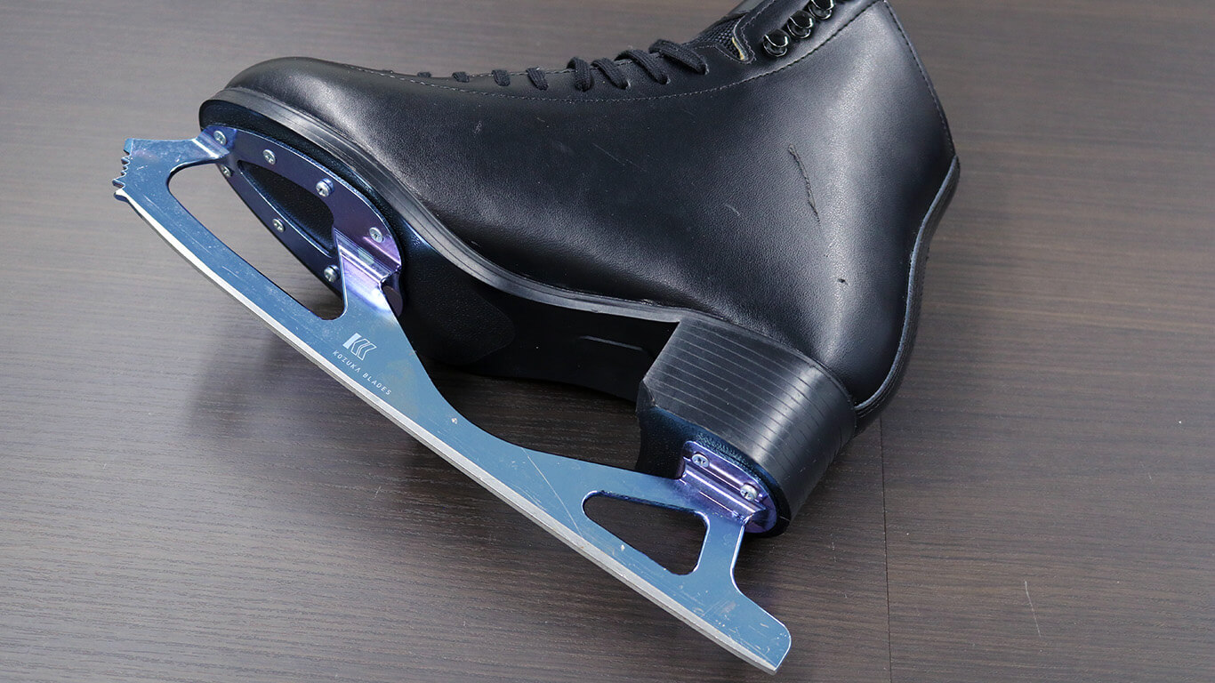 A skating boot with a prototype blade that Muguruma tested.
