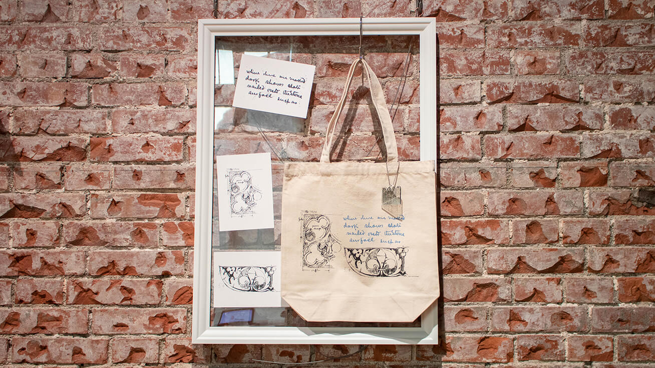 Tote bags individually designed by museum visitors.