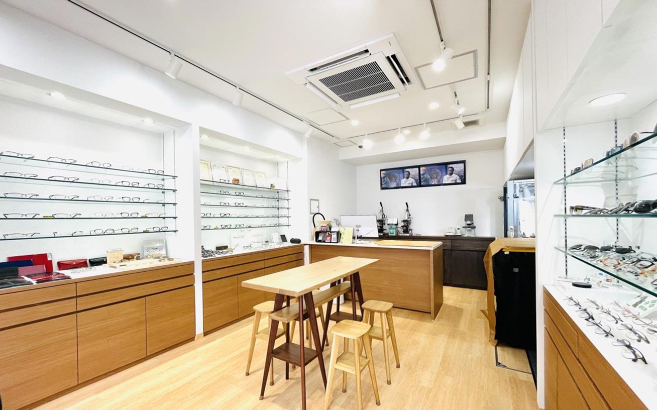 Bespoke eyewear is produced at the studio in the Ginza store.