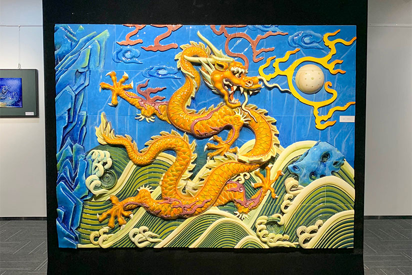 Large artwork featuring a dragon theme.