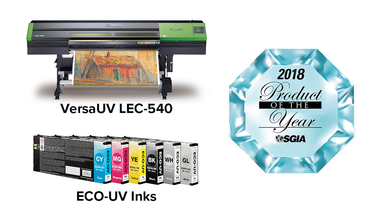 当社大型UVインクジェットプリンター「VersaUV LEC-540」と同製品の専用インク「ECO-UVインク」