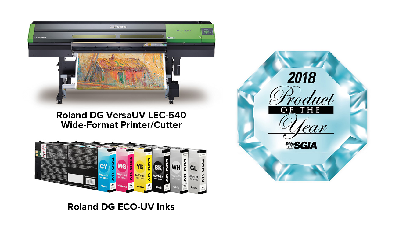 当社大型UVインクジェットプリンター「VersaUV LEC-540」と同製品の専用インク「ECO-UVインク」