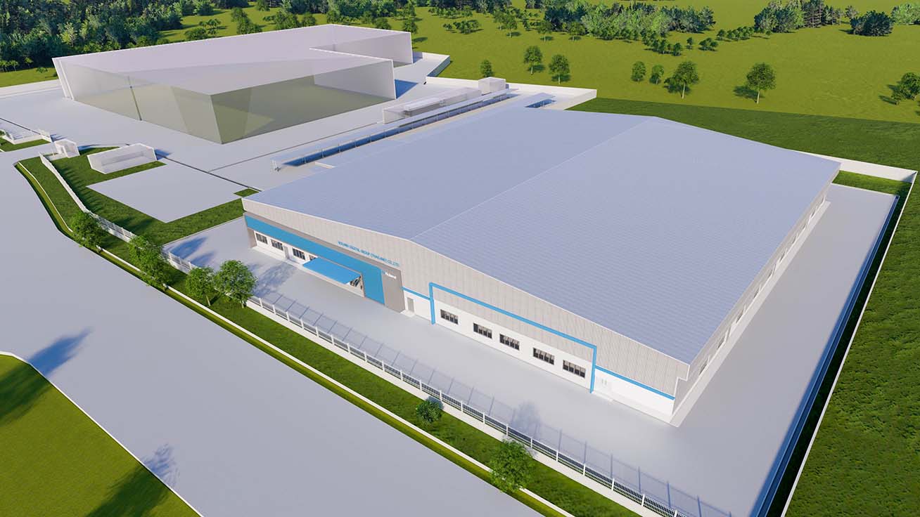 Expected completion image of Thailand factory (the new building in the foreground)